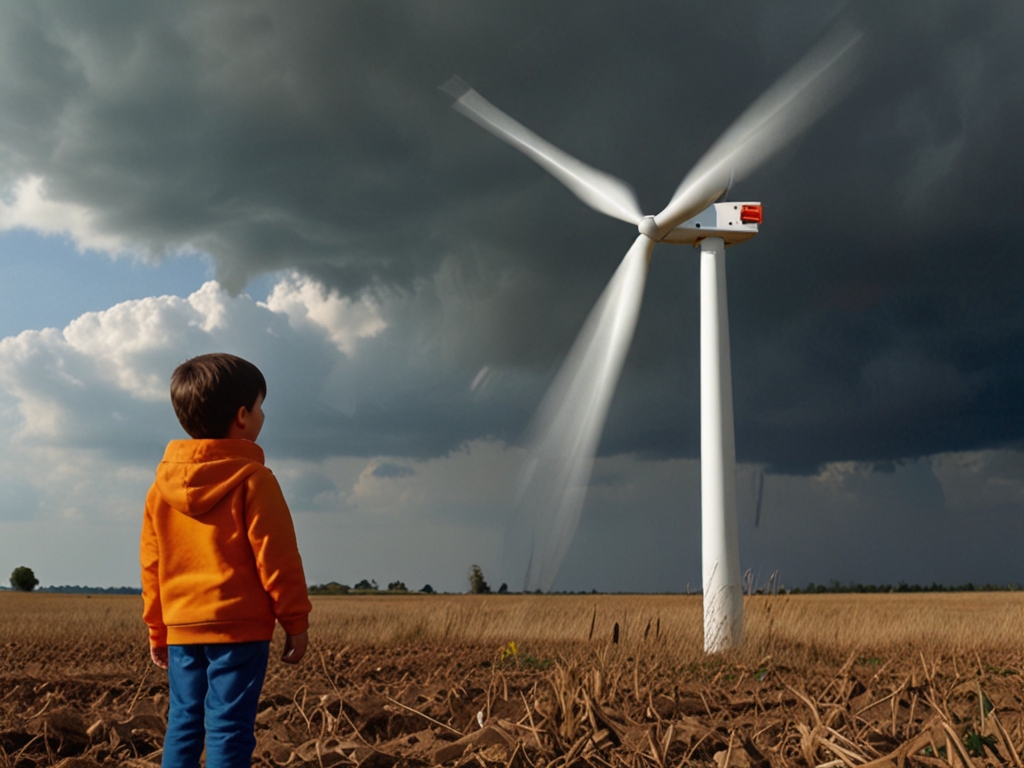 Niño mirando un molino de viento Niño mirando un molino de viento